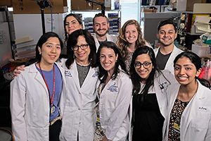 Dr. Jaffee with her team in their lab at the Sidney Kimmel Comprehensive Cancer Center in Baltimore. Photo © AACR/Alan Lessig 2018 