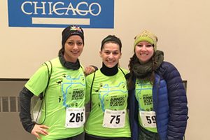Mandi Da Silva (center), Kathy Volpe (left), and Sarah Burris (right) after the AACR Runners for Research 5K Run/Walk in April.