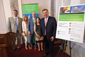 Dr. Roy S. Herbst, far right, chief of medical oncology at Yale Cancer Center and Chair of the AACR Tobacco and Cancer subcommittee, stands with other participants in the AACR congressional briefing on e-cigarette usage in July. Photo © AACR/Alan Lessig 2018