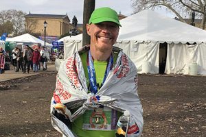 Alex Hohmann smiles after completing the AACR Philadelphia Marathon on  November 18, 2018.