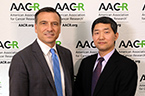 John V. Heymach, MD, PhD, associate professor, and Jianjun Zhang, MD, PhD, assistant professor, both from the University of Texas MD Anderson Cancer Center, and Harvey I. Pass, MD, professor of cardiothoracic surgery at New York University Langone Medical Center (not shown). The team will work on advancing understanding of immunogenomic and microbiota evolution from premalignancy to lung cancer.