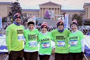 The Weller family before their races during Philadelphia Marathon race weekend on November 17, 2018. From left, parents Dustin and Kristen, children Danika, Malaki, and Calista. 