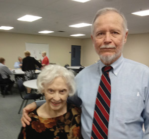 Bill Schkade stands with his brother Otto’s widow, Joyce. Otto died of metastatic prostate cancer.