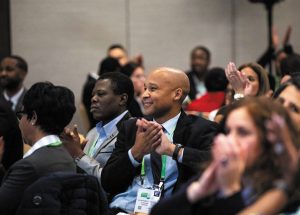 Attendees applaud at the AACR-MICR Awards Dinner honoring recipients of Minority Scholar and Minority-Serving Institution Faculty Scholar Awards. The event was held at the AACR Annual Meeting 2019 in Atlanta. ©2019 American Association for Cancer Research/Todd Buchanan