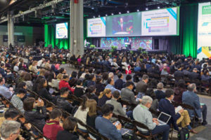 Attendees listen to the opening plenary session of the AACR Annual Meeting 2019 in Atlanta.