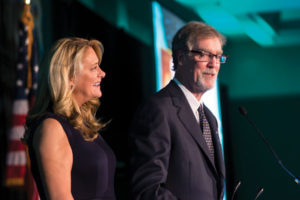 Sarah and Daniel Keating receive the 2017 Humanitarian Award for their support of cancer research at the AACR Foundation’s Party with a Purpose, held in Philadelphia in October 2017.